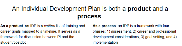 An IDP is both a process and a document. 