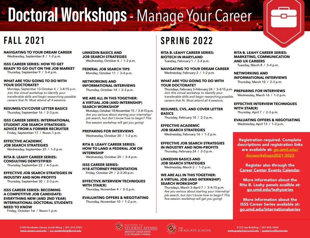 workshop schedule