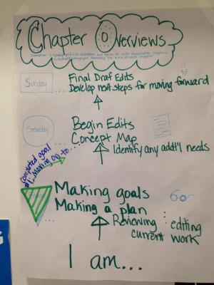 Hand-written diagram outlining goals related to Chapter Overviews