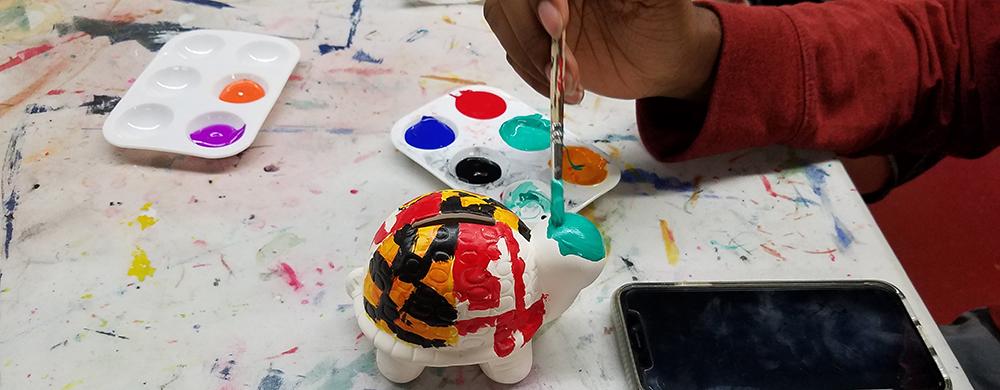 Painting a turtle in Studio A