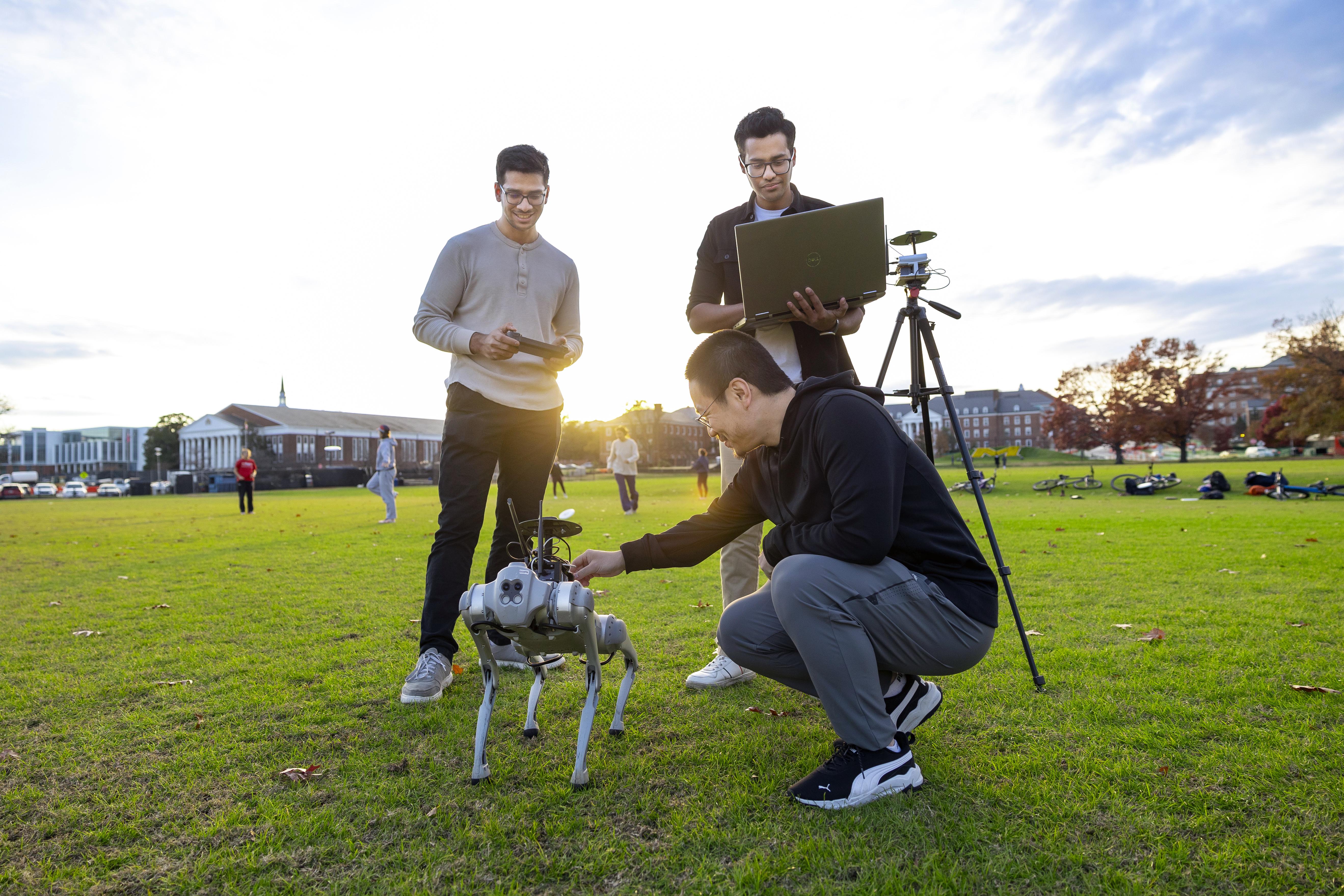 Students with robot