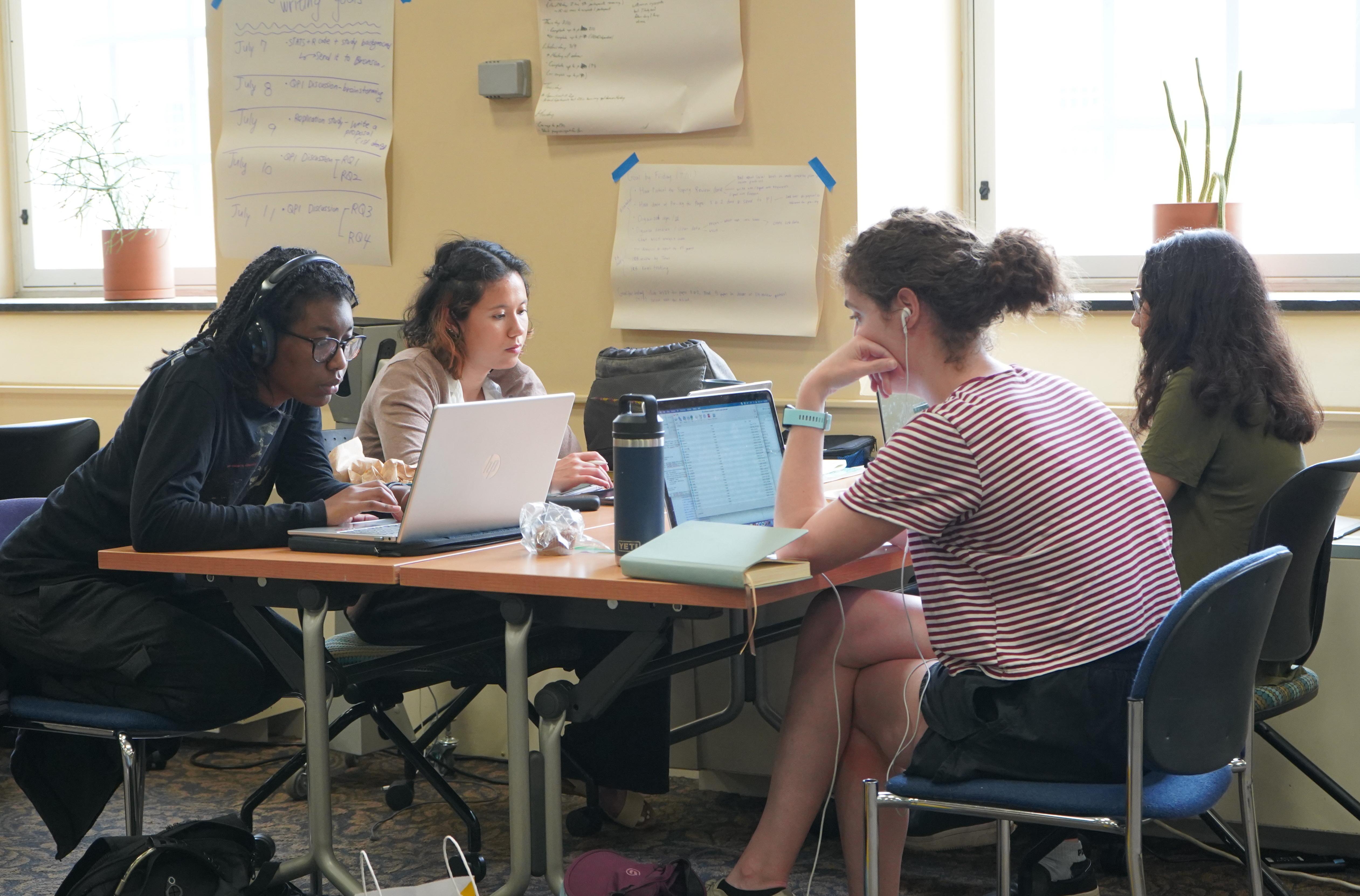 Graduate Students at focused on laptops at Writing Retreat