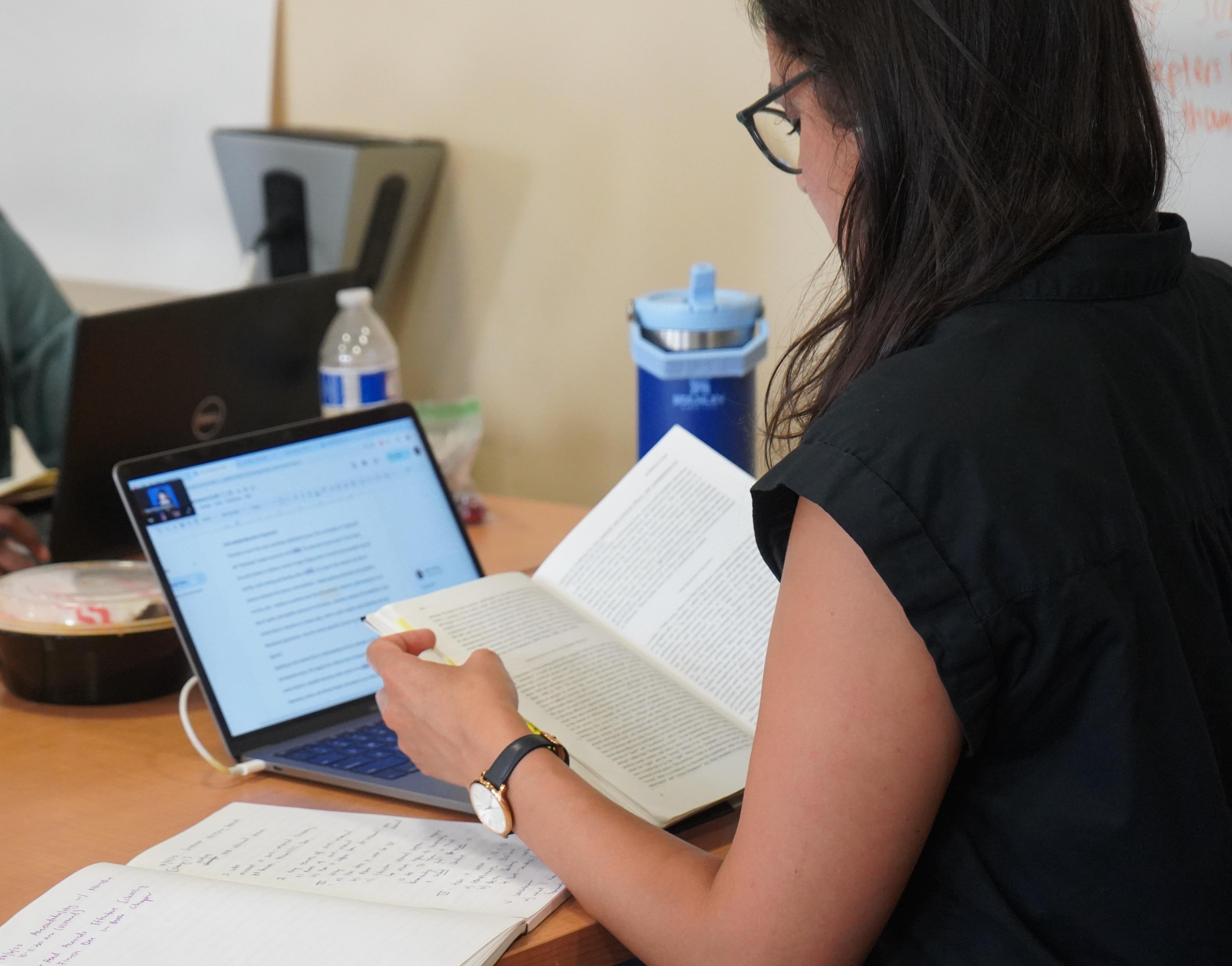 Close up of Graduate Student's Book at Writing Retreat