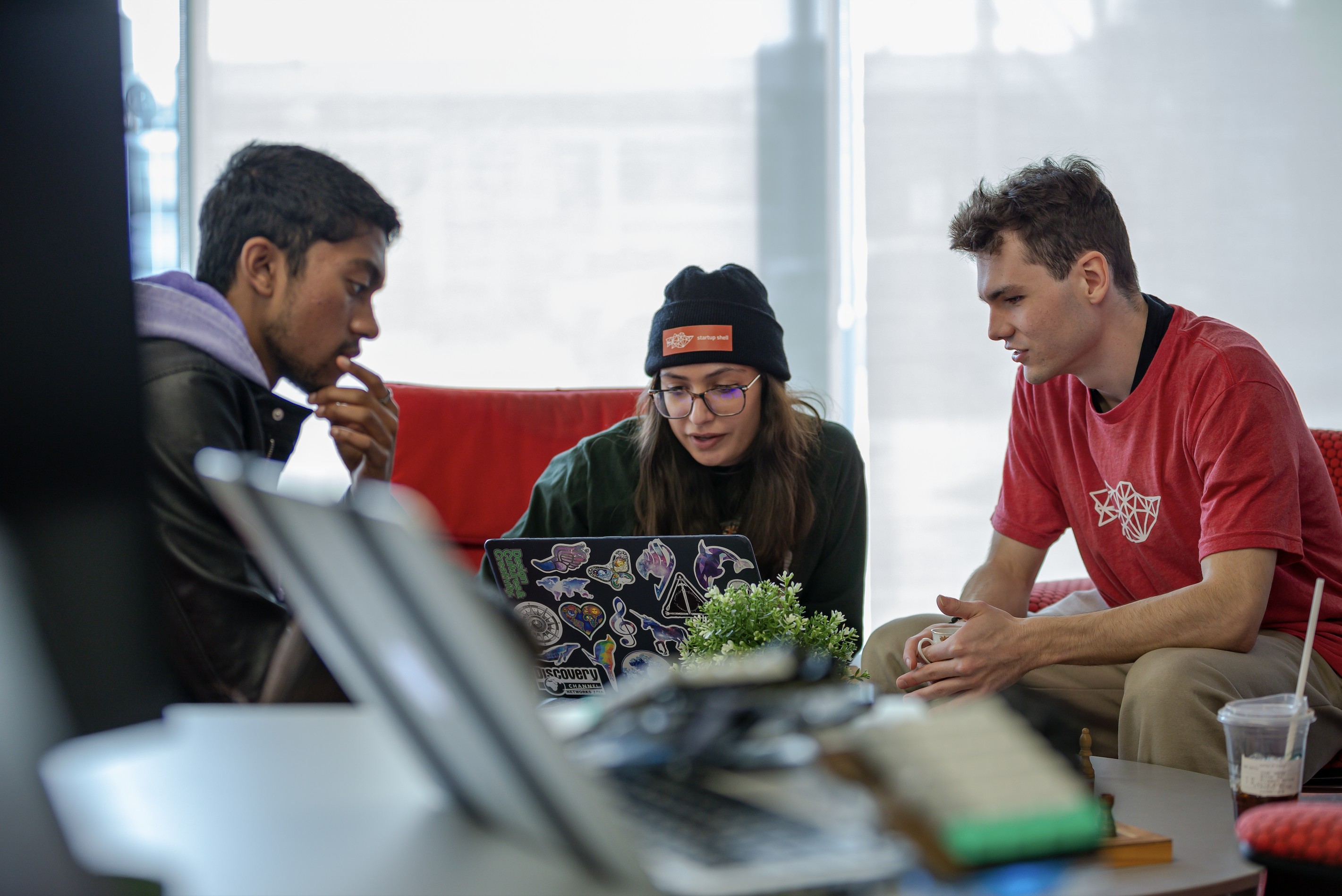 Students working